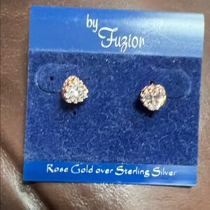 Fuzion Creations Rose Gold Over Sterling Silver Earrings 1/4 inch